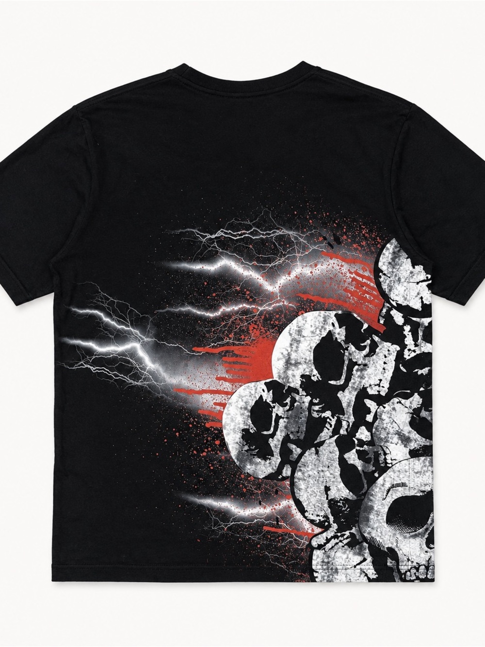 Philipp Plein Black Graphic Skull Lightning Tee with Red Accents - Picture 2 of 4